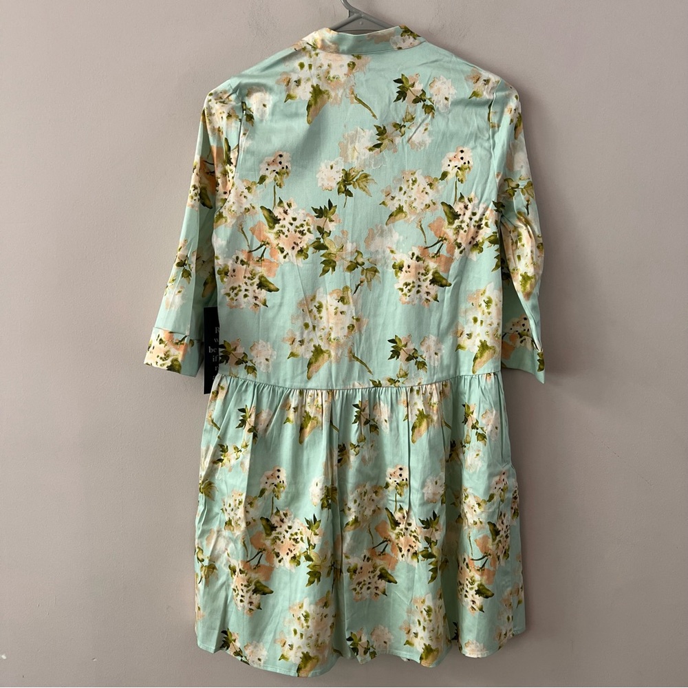 Tuckernuck Royal mini shirt dress Ladies size xxs Aqua watercolor floral green - Picture 5 of 8